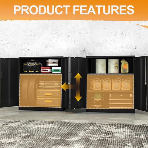 Metal Storage Cabinet, 71 Inch Tall Metal Storage Cabinet with Doors and Shelves, Pantry Cabinets for Kitchen Storage, Garage Cabinet for Living, Dining Room, Assemble Required in Saudi Arabia