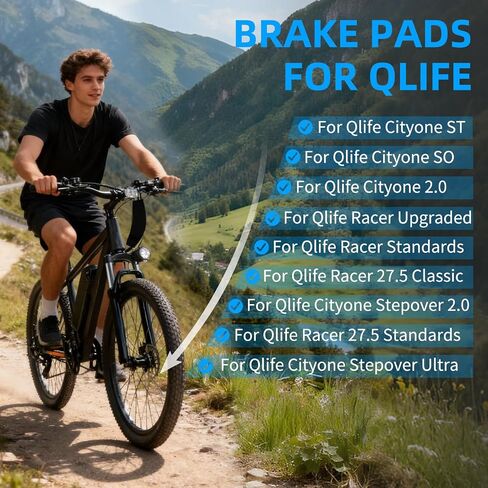 JERBOR Upgrade Brake Pads for Qlife Racer/Racer 27.5/Cityone ST/2.0/SO/Stepover Ultra/Stepover 2.0 E-Bike, Front Rear Disc Brake Pad Heat Resistant Low Noise E-Bike Brake Pads for Qlife Accessories in Saudi Arabia