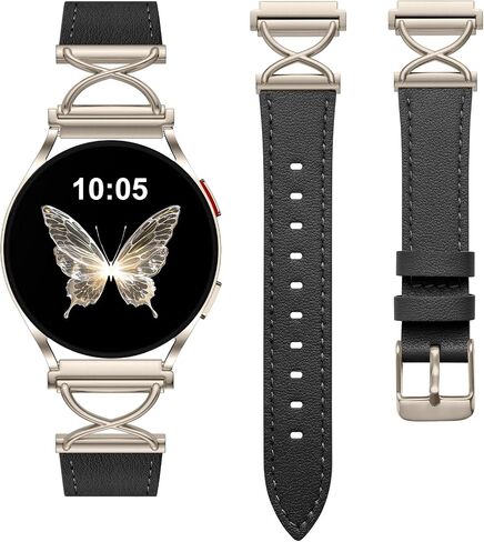 فرقة جلدية Geak متوافقة مع Samsung Galaxy Watch 7 Band 6 5 4 Fe 40mm 44mm ، شاهد 6 Classic/5 Pro/Active 2 ، حزام بديل 20 ملم مع تصميم على شكل X لفرق Samsung Watch Women in Saudi Arabia