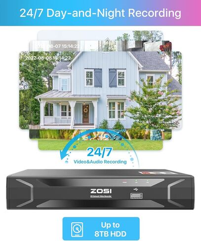 Zosi 32Ch 4K Poe Security Camera System ، اكتشاف مركبة الشخص ، صوتية ، صوتية ، SPOTLIGHT SLAN ، 32PCS 8MP في الهواء الطلق كاميرات IP IP ، 32 قناة 4K NVR مع 8TB HDD لتسجيل 24/7 in Kuwait
