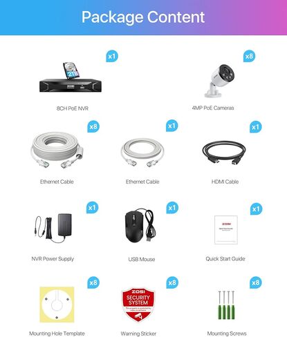 Zosi 32Ch 4K Poe Security Camera System ، اكتشاف مركبة الشخص ، صوتية ، صوتية ، SPOTLIGHT SLAN ، 32PCS 8MP في الهواء الطلق كاميرات IP IP ، 32 قناة 4K NVR مع 8TB HDD لتسجيل 24/7 in Kuwait