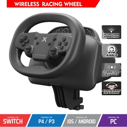 NBCP Gaming Racing Wheel,Wireless Steering Wheel for Multi-Platform Game: Nintendo Switch, PC, PS4/PS3, iOS, Android Race Games in Saudi Arabia