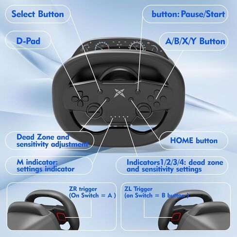 NBCP Gaming Racing Wheel,Wireless Steering Wheel for Multi-Platform Game: Nintendo Switch, PC, PS4/PS3, iOS, Android Race Games in Saudi Arabia