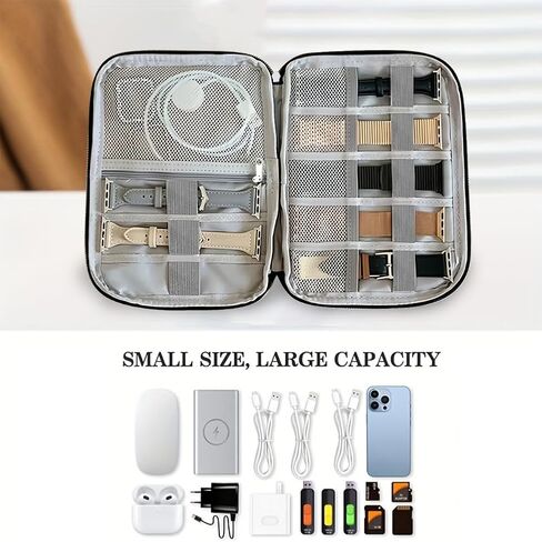 Electronics Organizer, Travel Cable Organizer Bag for Phone, Power Bank, SD Card, Cables(Blue-M) in Saudi Arabia