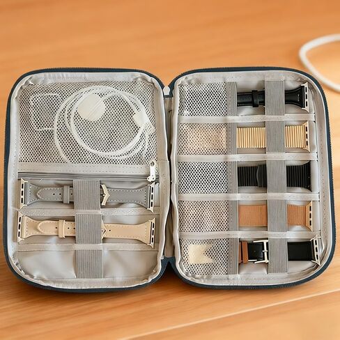 Electronics Organizer, Travel Cable Organizer Bag for Phone, Power Bank, SD Card, Cables(Blue-M) in Saudi Arabia