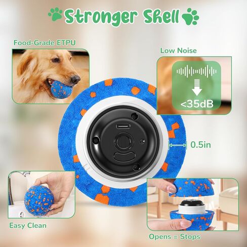 Smart Interactive Dog Toys,Vibrating Dog Ball,Dog Chew Toys,Balls for Dogs，Chew-Proof Shell,Automatic Moving/Bouncing/Rotating, E-TPU Material,Ip68 Waterproof in Saudi Arabia