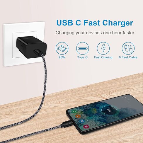 Galaxy Watch Fast Charger for Samsung Galaxy Watch 8/8 Classic/Ultra/7/FE/6/6 Classic/5 Pro/5/4/4 Classic/3/Active2/1 Charger Cable Dock, 2 in 1 25W USB C Fast Charger for Samsung S25/S24//S23/S22/A16 in Kuwait