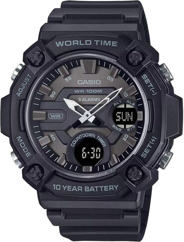 Casio AEQ-120W Series | Black | 10-Year Battery | World Time | Daily Alarm | Countdown Timer | Analog-Digital Watch in Saudi Arabia