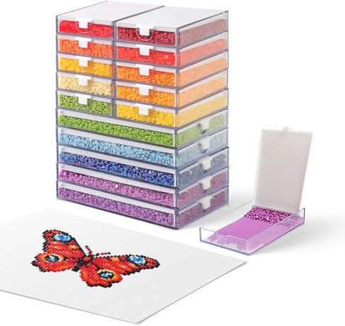 Trabricks 30-Piece Diamond Art Storage Trays Set, 2-in-1 Anti-Spill Storage Box & Static-Free Painting Tools, Diamond Painting Accessories for Large/Small Diamond Art Kits in Kuwait