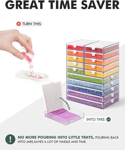 Trabricks 30-Piece Diamond Art Storage Trays Set, 2-in-1 Anti-Spill Storage Box & Static-Free Painting Tools, Diamond Painting Accessories for Large/Small Diamond Art Kits in Kuwait