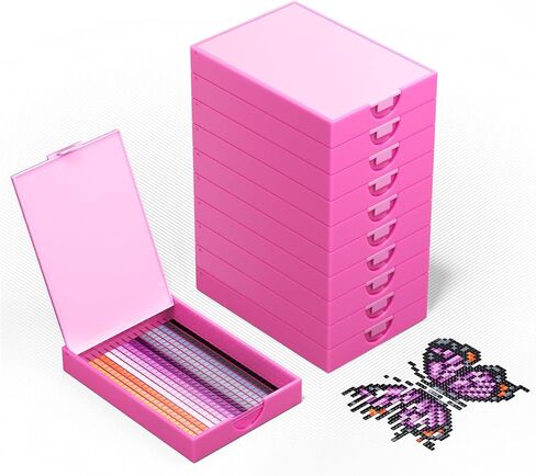 Trabricks 30-Piece Diamond Art Storage Trays Set, 2-in-1 Anti-Spill Storage Box & Static-Free Painting Tools, Diamond Painting Accessories for Large/Small Diamond Art Kits in Kuwait