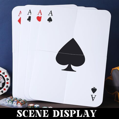 4 PCS Jumbo Casino Play Cards 2.17 ft كازينو كبيرة ، ديكورات الحفلات ، لاس فيغاس بوكر ، ديكور حفلة عيد ميلاد لحفلة موسيقية للبالغين لوازم عيد ميلاد in Kuwait