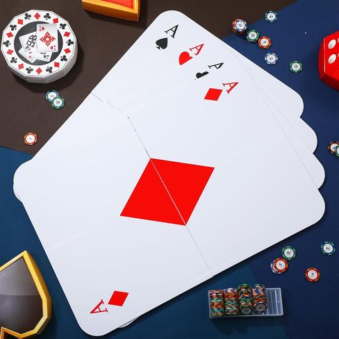 4 PCS Jumbo Casino Play Cards 2.17 ft كازينو كبيرة ، ديكورات الحفلات ، لاس فيغاس بوكر ، ديكور حفلة عيد ميلاد لحفلة موسيقية للبالغين لوازم عيد ميلاد in Kuwait