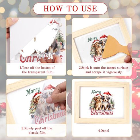 Vintage Christmas Rub on Transfers for Crafts, 16 Pcs Retro Style Holiday UV DTF Transfer Stickers for Wood Glass Furniture DIY, Old-Fashioned Christmas Transfers for Crafting (6 x 6 in) in Saudi Arabia