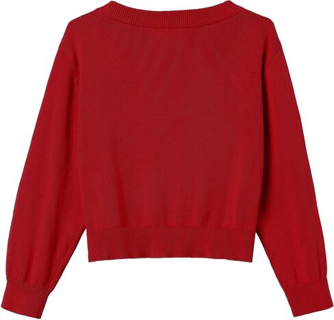 Girls Cropped Cardigan Sweater [Cute Petal Buttons] Long Sleeve Short Cardigan for Dress in Saudi Arabia