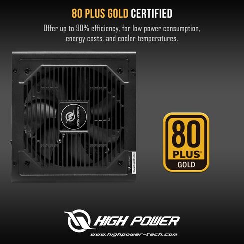 HIGH POWER 80 Plus Gold Certified PC Computer Power Supply - 650 Watts PSU, Continuous Power ATX 12V V2.3/EPS Active PFC with Whisper Quiet 120mm Fan, Reliable Performance and High Efficiency in Kuwait