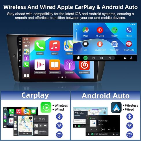 5G WIFI 8 Core Car Stereo لـ BMW 3 Series 328i 335i 325i E90 E92 E93 2005-2012 مع Carplay & Android Auto - 4+64g android 15 Radio Touchnen Radio مع DSP/Heat Displation/GPS/Camera Camera in Saudi Arabia
