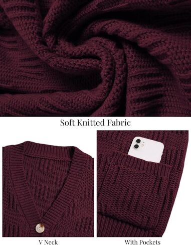 Vimpunec Womens Fall Fall chunky Cardigan Sensters زر غير رسمي لأسفل جلبات طويلة الأكمام الطويلة معاطف أمامية مفتوحة كبيرة الحجم in Saudi Arabia