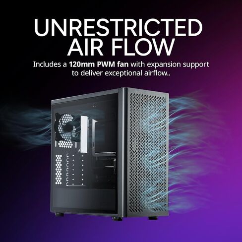 Cooler Master Elite 502 ATX High Airflow Companist PC Case ، 410mm GPU Max ، RTX 5090 | RX 7090 XT ، 360 مم AIO MAX ، النوع C ، زجاجي مُخفف ، مروحة Triple 120mm Argb PWM ، شواية المتهمة in Kuwait