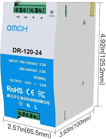 DIN-Reil Power Supply ، 120W AC to DC ، 24V 5A (DR-120-24) in Kuwait