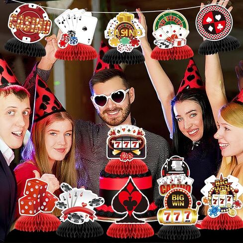 12 PCS زخارف حفلة عيد ميلاد سعيدة ، زينة عيد ميلاد سعيد ملونة ، طاولة قرص العسل المركزية طاولة ديكور للنساء للنساء الرجال الفتيات in Kuwait