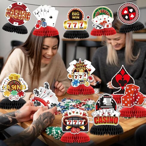 12 PCS زخارف حفلة عيد ميلاد سعيدة ، زينة عيد ميلاد سعيد ملونة ، طاولة قرص العسل المركزية طاولة ديكور للنساء للنساء الرجال الفتيات in Kuwait