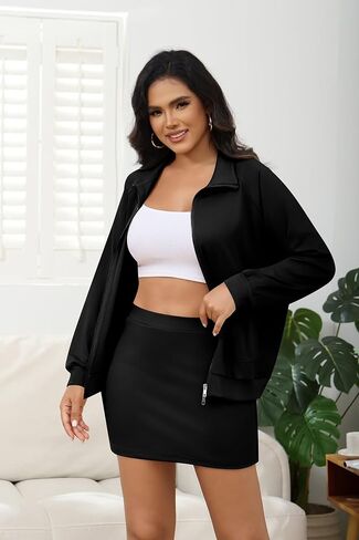 Ophestin 2 Piece Skirt Sets for Women Casual Outfits Workout Sets Zipper Jacket and Mini Skorts Suit Athletic Clothing in Saudi Arabia