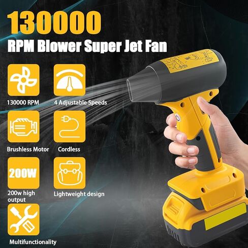 Craftsman 20V Jet Dry Mini Blower - Blower Super Jet Fan ، 130000 دورة في الدقيقة ، Duster Air Air مضغوط مع 3 سرعات قابلة للتعديل للكمبيوتر ، في الهواء الطلق ، السيارة ، المنزل in Saudi Arabia