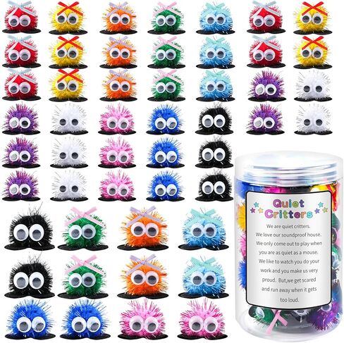 50 PCS 1INCH MUNTICOLOR POM POMS المخلوقات مع JAR البلاستيك المخلوقات الهادئة في الفصول الدراسية ، إدارة الفصول الدراسية السلوك ، التعليم المنزلي ، الأنشطة التعليمية والتعلم للأطفال (POM POMS) in Kuwait