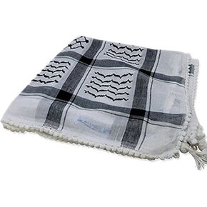 Original Arab Keffiyeh Military Shemagh 100% Cotton Neck Scarf Wrap Made in Palestine for Men and Women Black/White