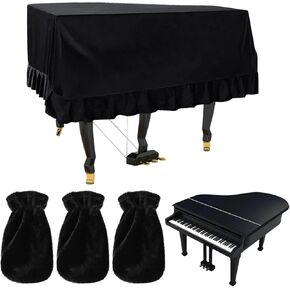 Grand Piano Cover,Dustproof Triangle Piano Full-Protection Piano Cover Cloth Kit With 3 Foot Cover,Soft Velvet Bordered Decorative Piano Cloth Piano Protector Cover, 63 x 59 x 20'' in Kuwait
