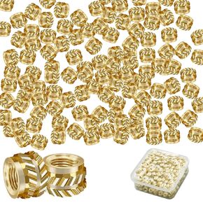 100Pcs M3 Threaded Insert, M3 Heat Set Inserts Brass Nuts Inserts Threaded Inserts for Plastic, Embedment Knurled Brass Thread Screws Heat Set Insert Tool for 3D Printing Automotive Plastic Shell