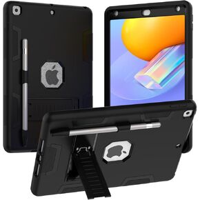 Case for iPad 9th/8th/7th Generation 2021/2020/2019 with Pencil Holder, Slim Heavy Duty Shockproof Rugged High Impact Protective Case for iPad 10.2 Inch