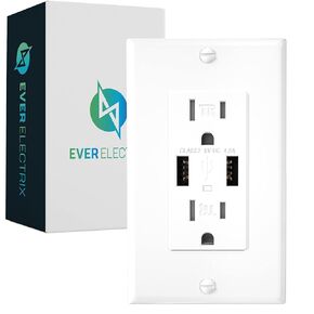 EverElectrix 10 Pack 4.8A Wall Outlet with USB Ports 15Amp Duplex USB Wall Outlets Tamper Resistant USB Outlet Charger, UL Listed, Electrical Outlet with Dual USB Ports, White USB Outlets Receptacles