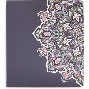 Vera Bradley Hardcover 3 Ring Binder, 1 Inch Round Rings with Interior Pockets, Bonbon Medallion