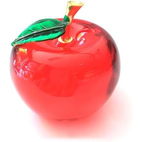Glaze Crystal Apple Figurine Paperweight, Home Decoration Craft Ideal Decoration Crystal Statue Ornament Collectible, Come with Gift Box (Red)