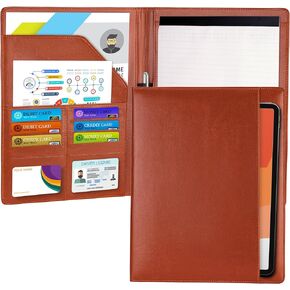 Antner Padfolio Portfolio Organizer Binder، PU جلد مقابلة السيرة الذاتية مجلد منظم المستندات القانونية حامل بطاقة العمل Letter / A4 حجم لوحة الكتابة فوليو للرجال والنساء، أسود