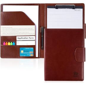 A4 Leather Portfolio Organizer Binder,Padfolio Clipboard Folder with Magnetic Closure Cover with Letter Sized Paper,Sticky Tabs,Pen for Business School Office Conference Notepad Clip Boards,Turquoise