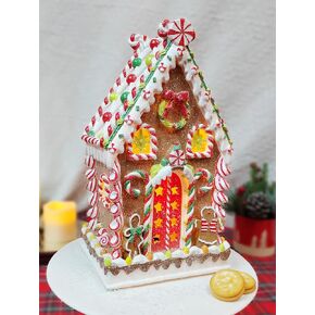 MOMENTS IN TIME 13.8" H Polyresin LED Lighted Gingerbread House Powered by 3AA Battery (not Included)