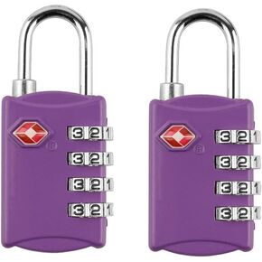 2 Pack TSA Luggage Locks - Approved Travel Lock for Suitcases & Baggage Combination Lock - 4 Digit Padlock for School Gym Sports Locker Fence Toolbox Case Hasp Storage - Black