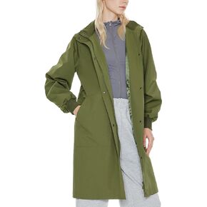 Orolay Women's Casual Hooded Raincoat Spring Light Jacket Zip Up Long Overcoat Warm Windbreaker with Belt