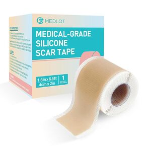 MEDLOT Silicone Scar Sheets, 1.5" x 156" Medical Silicone Scar Tape Roll, Reusable Scar Strips for Surgical, C-Section, Keloid Bump, Stretch Marks, Acne, Hypertrophic Scar Treatment