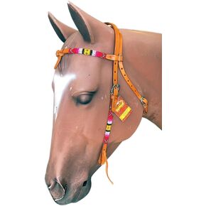 HILASON American Leather Horse Browband Headstall Working Tack Brown | one Ear Headstall | |one Ear headstalls for Horses | Split Ear Headstall | one Ear Western Headstall