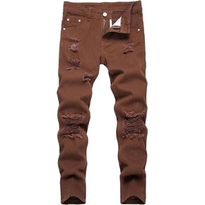 Lanscadran Boy's Skinny Fit Ripped Distressed Destroyed Fashion Washed Denim Jeans Pants