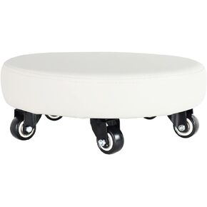 WKWKER مقعد دوار حديث يدور 360 درجة من جلد البولي يوريثان مع مقعد أرضي مع عجلات عالمية ومقاعد عثمانية للياقة البدنية والرياضة H: عجلات دوارة 4.7 بوصة لمتجر المرآب المنزلي (أبيض) in Kuwait