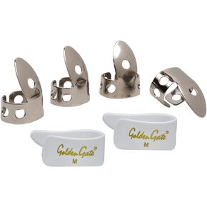 Golden Gate GP1-3W Thumb & Finger Pick Pack – Stainless Steel/White – Medium