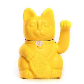 Lucky Cat wellcome manekineko fortune gift. Japanese tradition Colour: Lemon yellow