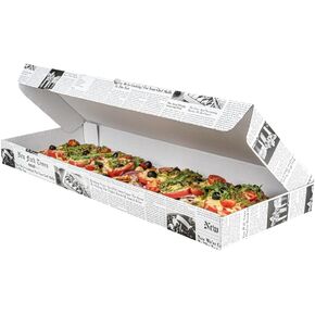 Restaurantware Eco Pie مقاس 24 × 12 × 2 بوصة صناديق الوجبات الجاهزة للخبز المسطح 50 صندوق بيتزا مموج قوي - نظام قفل علامات التبويب بتصميم الفلوت الإلكتروني، صناديق بيتزا من ورق الصحف يمكن التخلص منها للخبز المسطح in Kuwait