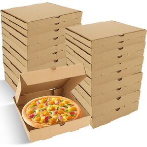QTLCOHD 30 Pcs Pizza Boxes 7.3 x 7.3 x 1.6 Inch Kraft Corrugated Pizza Boxes Cardboard Small Pizza Boxes Square Pizza Box for Take Out Pizza, Cake, Cookies, Food