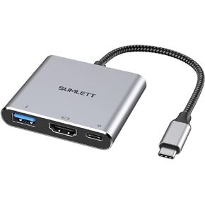 USB C to HDMI Adapter,USB Type C Digital AV Multiport 4K Display Hub (Thunderbolt 3/4 Compatible) with USB 3.0 and Type-C 100W PD Charging Port for MacBook Pro Air M2/M1,Dell XPS,Samsung S21/S20/S10